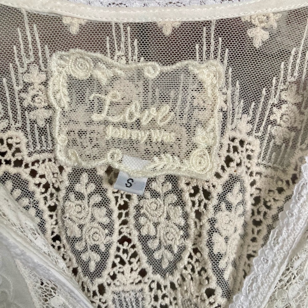 Johnny Was | Love Ivory + Ecru Lace-Trim Pintuck Victorian Boho Romantic Top S - Picture 13 of 16